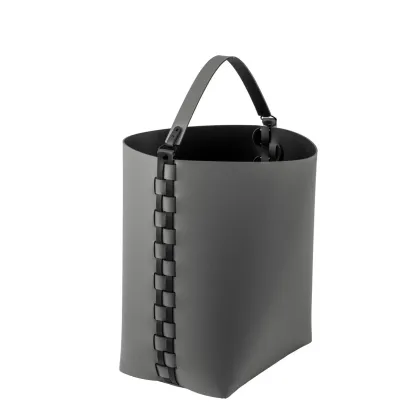 Zdjęcie Koszyk Helena 35x30xH45 cm wykonany z szarej skóry odpornej na wodę