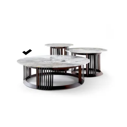 Zdjęcie Orzech, marmur, skóra - nowoczesny stolik kawowy Ø120cm - Ulivi Salotti