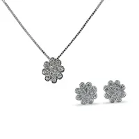 Picture Elegant set of Grace diamond-shaped earrings and necklace