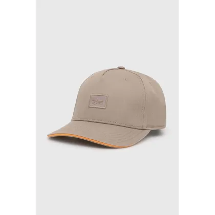 Zdjęcie Alpha Industries czapka z daszkiem bawełniana Essentials RL kolor beżowy z aplikacją 146900