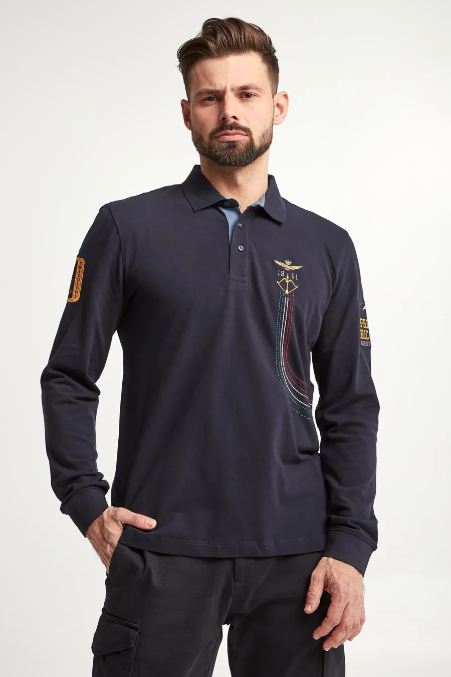 obrazek 1 Longsleeve Polo męski AERONAUTICA MILITARE Aeronautica Militare