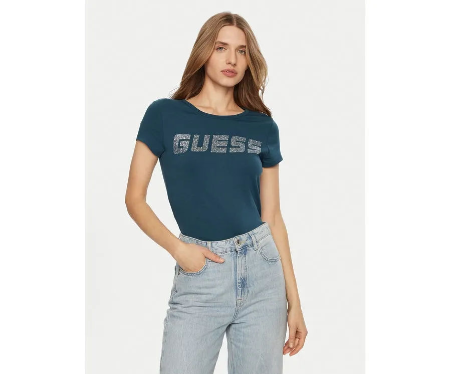 obrazek 1 Guess T-Shirt V4BI16 KCIV1 Niebieski Regular Fit