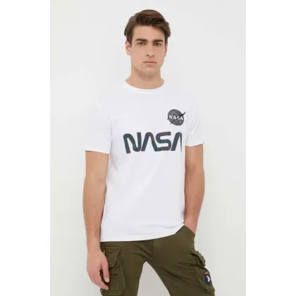 Zdjęcie Alpha Industries t-shirt bawełniany kolor biały z nadrukiem 178501RR.09-White