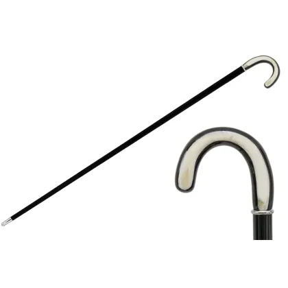 Zdjęcie Luksusowa klasyczna czarna laska z rękojeścią z rogu – Pasotti