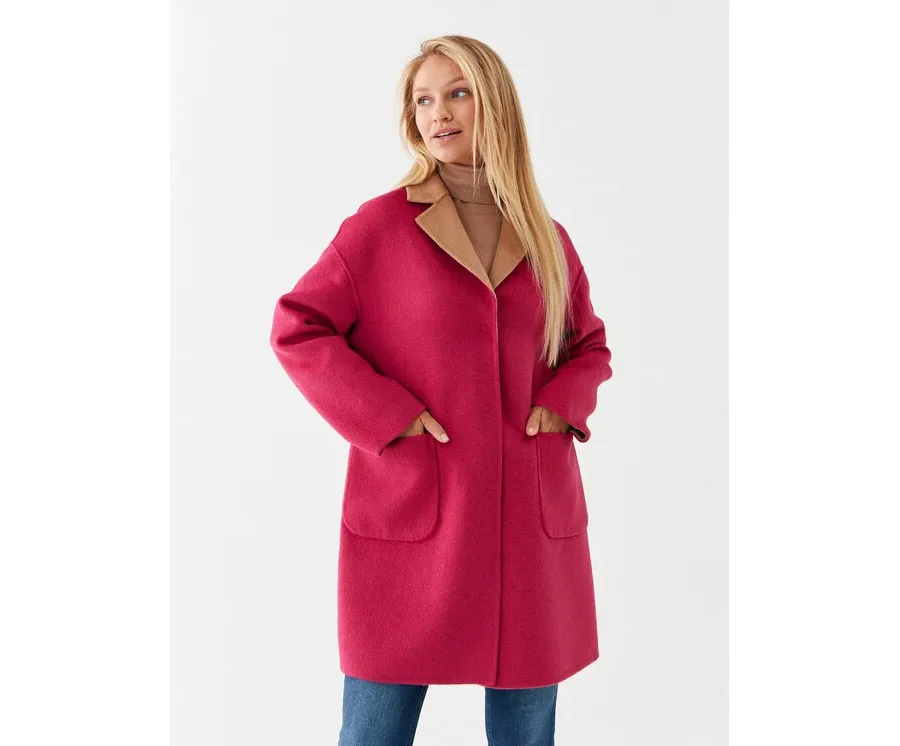 obrazek 1 Liu Jo Płaszcz wełniany MF3241 T3505 Różowy Relaxed Fit