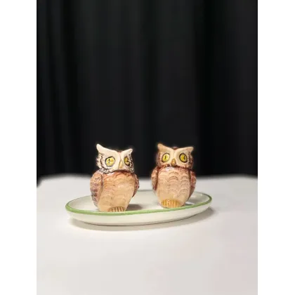 Zdjęcie Wyjątkowy zestaw – solniczka i pieprzniczka o kształcie sów - Le Ceramiche