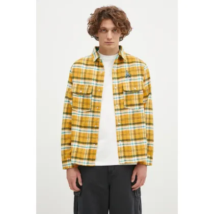 Zdjęcie ICECREAM koszula Flannel Overshirt męska kolor żółty relaxed z kołnierzykiem klasycznym IC24319