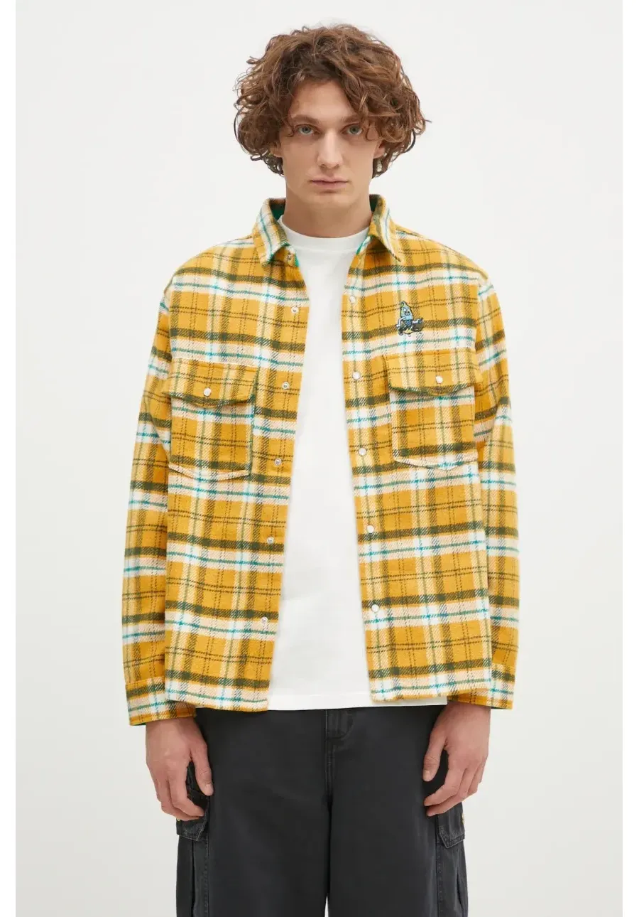 obrazek 1 ICECREAM koszula Flannel Overshirt męska kolor żółty relaxed z kołnierzykiem klasycznym IC24319