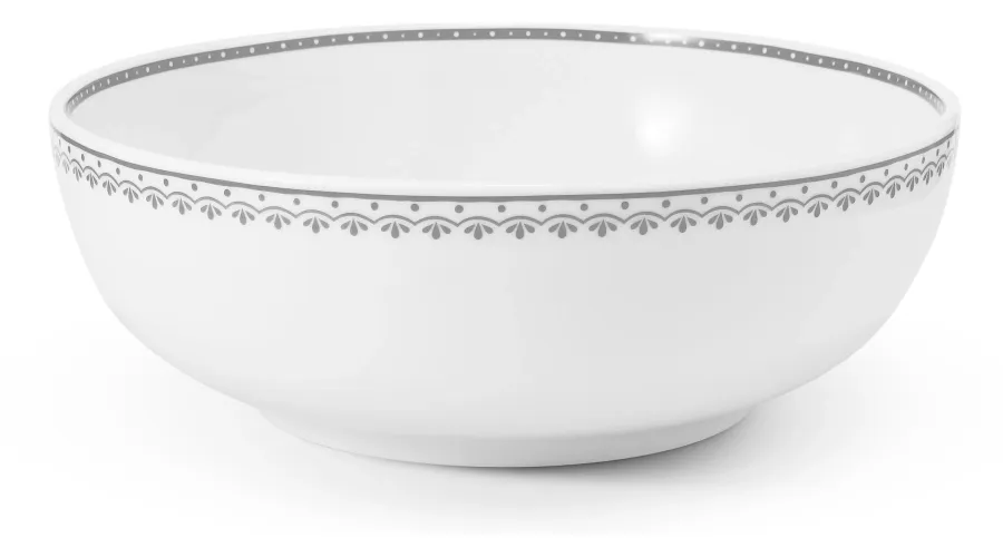 obrazek 1 Stylowa porcelanowa miska na sałatkę zdobiona szarym geometrycznym ornamentem - Leander