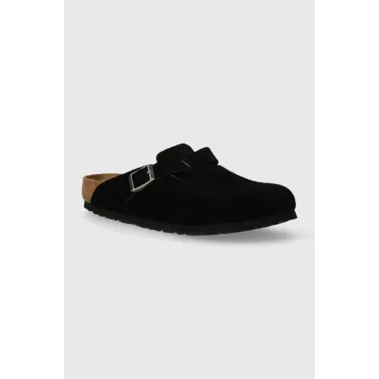 Zdjęcie Birkenstock klapki zamszowe Boston męskie kolor czarny 1027142