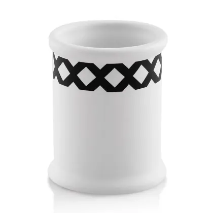 Zdjęcie Ceramiczny pojemnik na szczoteczki z czarnym nowoczesnym greckim wzorem - Ahura