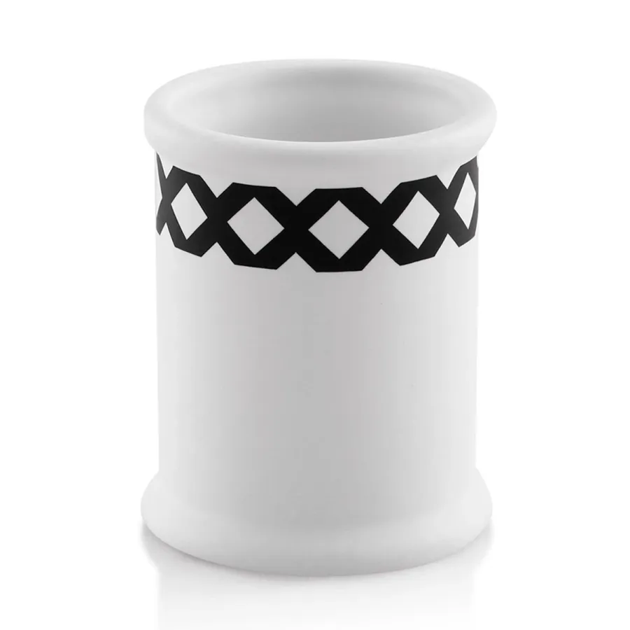 picture 1 Ceramic brush holder with a black modern Greek pattern - Ahura