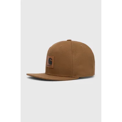 Zdjęcie Carhartt WIP czapka z daszkiem bawełniana Logo Cap kolor brązowy z aplikacją I023099.HZXX