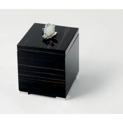 Picture A unique ebony box with a crystal rock and nickel-plated accessories