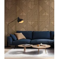 Zdjęcie 275x60x1,1 cm LD (Origami 2) panel frezowany MDF fornir dębowy - ozdobna dekoracja ścienna 3D