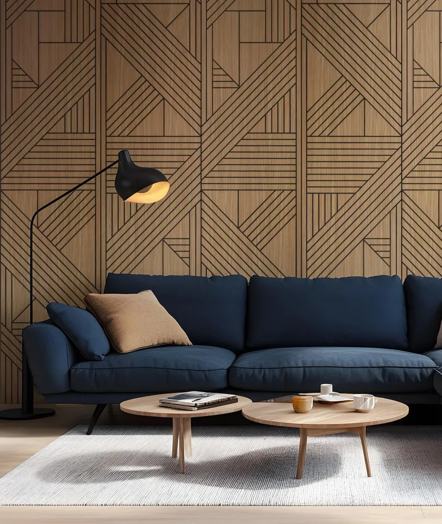 obrazek 1 275x60x1,1 cm LD (Origami 2) panel frezowany MDF fornir dębowy - ozdobna dekoracja ścienna 3D