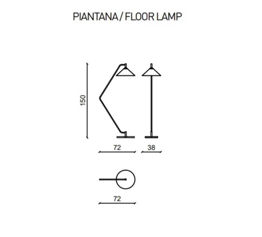 obrazek 2 Lampa podłogowa Flash - mosiądz ze stożkowym kloszem - Ulivi Salotti