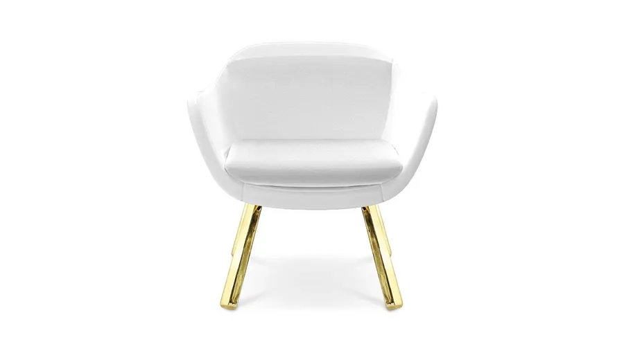 obrazek 7 Designerskie krzesło z efektowną mosiężną podstawą - Bitangra