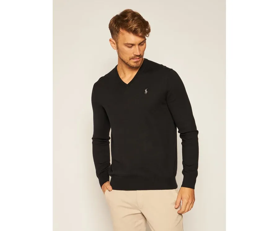 obrazek 1 Polo Ralph Lauren Sweter Ls Sf Vn Pp 710670789003 Czarny Regular Fit