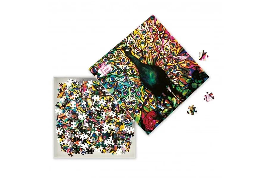 obrazek 2 Puzzle dla dorosłych Louis Comfort Tiffany: Wyświetlanie pawia - Flame Tree Publishing