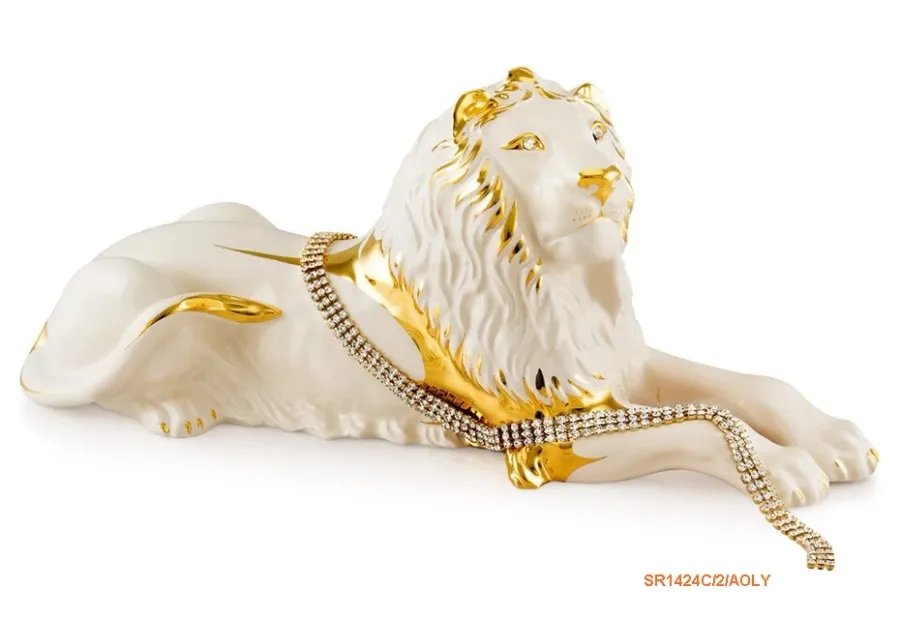 obrazek 1 Dekoracyjny lew - kość słoniowa, złoto lub platyna