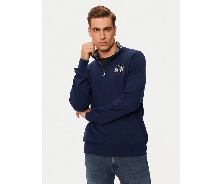 obrazek 1 La Martina Sweter ZMS314 YW120 Granatowy Regular Fit