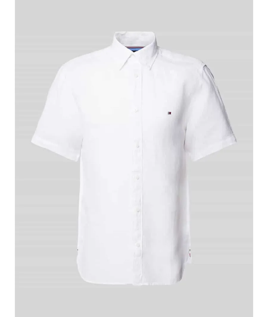 obrazek 1 Koszula lniana o kroju regular fit z kołnierzykiem typu button down
