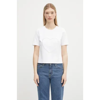 Zdjęcie GANNI t-shirt bawełniany Heavy Cotton Heart Small damski kolor biały T4150