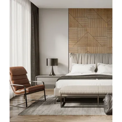 Zdjęcie 60x60x1,1 cm LD (Koperta 2) panel frezowany MDF fornir dębowy - ozdobna dekoracja ścienna 3D