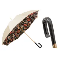 Zdjęcie Piękny stylowy parasol damski w kolorze kremowym zdobiony motywem kwiatowym – Pasotti