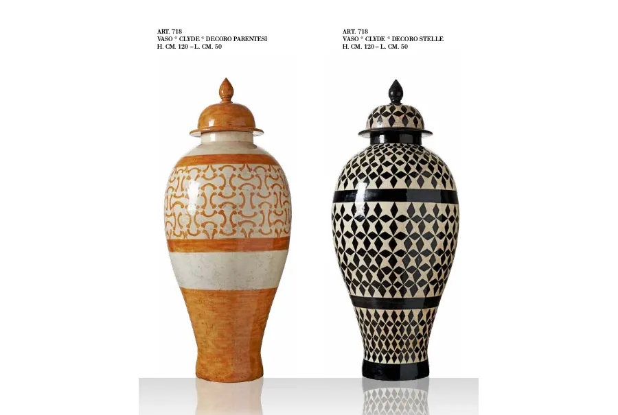 obrazek 2 Ceramiczny wazon Clyde z pokrywką o geometrycznym wzorze