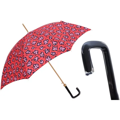 Zdjęcie Wyjątkowy czerwony parasol damski zdobiony drobnym kwiatowym wzorem - Pasotti