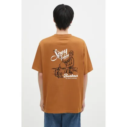 Zdjęcie Barbour t-shirt bawełniany Bayard OS Graphic męski kolor brązowy z nadrukiem MTS1337