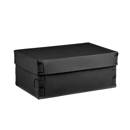 Zdjęcie Stylowe czarne skórzane pudełko Snob 32x20xH13,5 cm