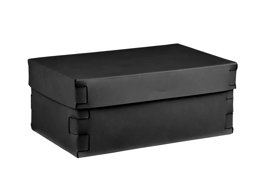obrazek 1 Stylowe czarne skórzane pudełko Snob 32x20xH13,5 cm