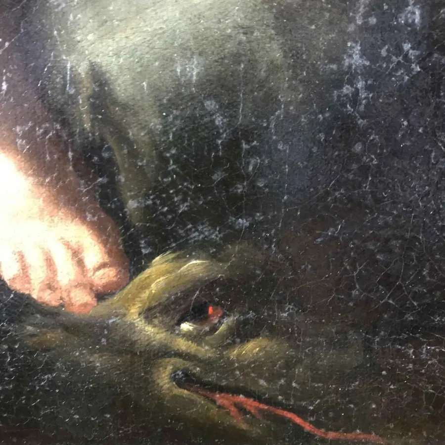 obrazek 6 Obraz olejny Salvator Mundi na płótnie z 1700 roku - Dzieciątko Jezus