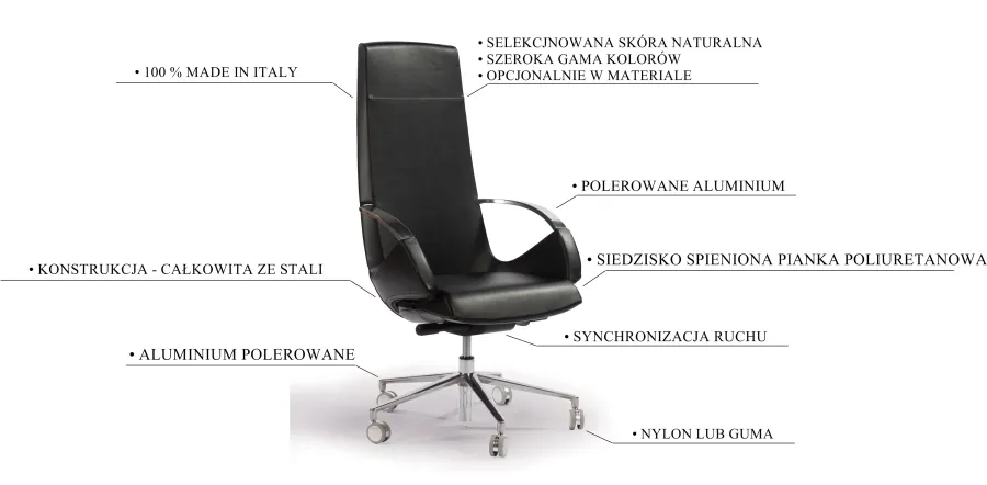 obrazek 6 Czarny skórzany fotel gabinetowy