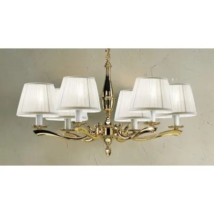 Zdjęcie Luksusowy żyrandol mosiężny z sześcioma lampami z abażurami - Il Paralume Marina