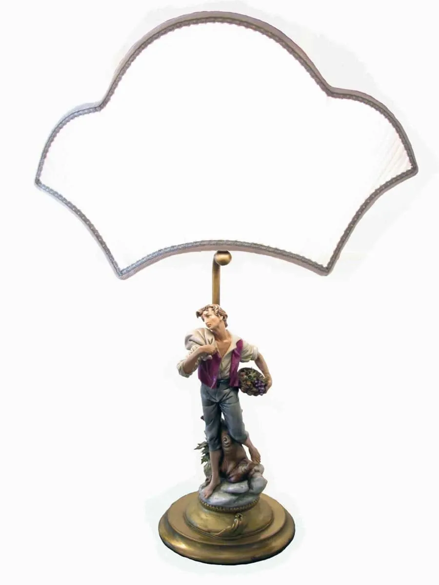 obrazek 6 Para porcelanowych lamp G. Pellati, przedstawiających go i ją, sygnowana na złotej podstawie