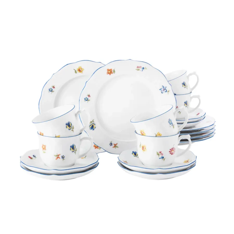 obrazek 1 Porcelanowy 18-elementowy serwis kawowy z pięknym kwiatowym zdobieniem – Seltmann Weiden