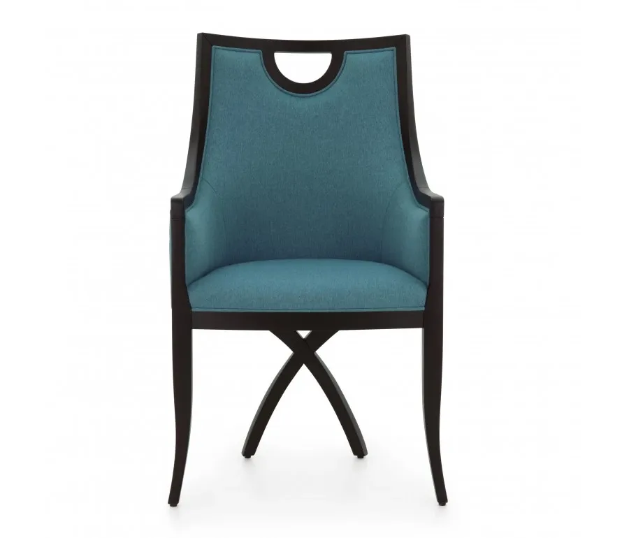 obrazek 2 Niebieski designerski fotel o strukturze drewna bukowego - Sevensedie