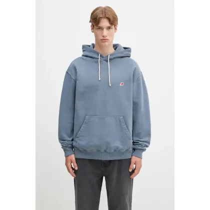 Zdjęcie New Balance bluza Made In Usa Seasonal Core Hoo DTY męska kolor niebieski z kapturem gładka MT43547DTY