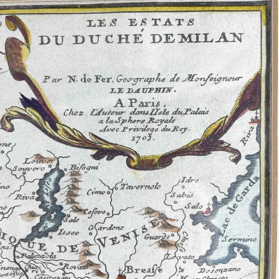 obrazek 3 Piękna antyczna mapa geograficzna Księstwa Mediolanu z XVIII wieku