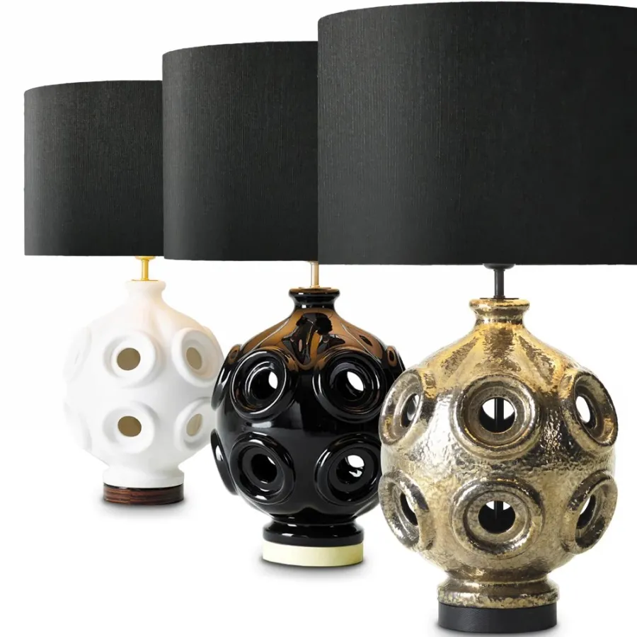 obrazek 3 Ceramiczna lampa stołowa z drewnianą podstawą H.86xL.46xP.46 cm