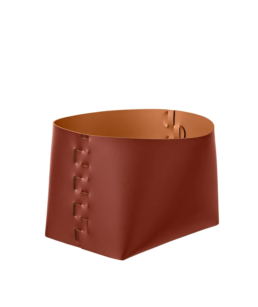 obrazek 1 Bordowy skórzany kosz Helena 35x30xH26 cm