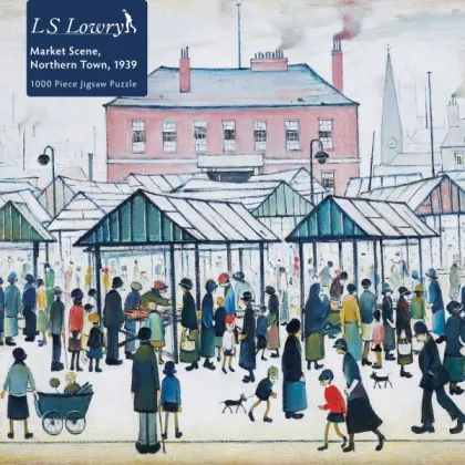 Zdjęcie Puzzle dla dorosłych L.S. Lowry: Scena Targowa, Miasto Północne, 1939 - Flame Tree Publishing