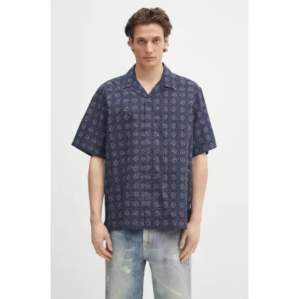 Zdjęcie Carhartt WIP koszula bawełniana S/S Furoshiki Shirt męska kolor granatowy relaxed z kołnierzykiem klasycznym I034549