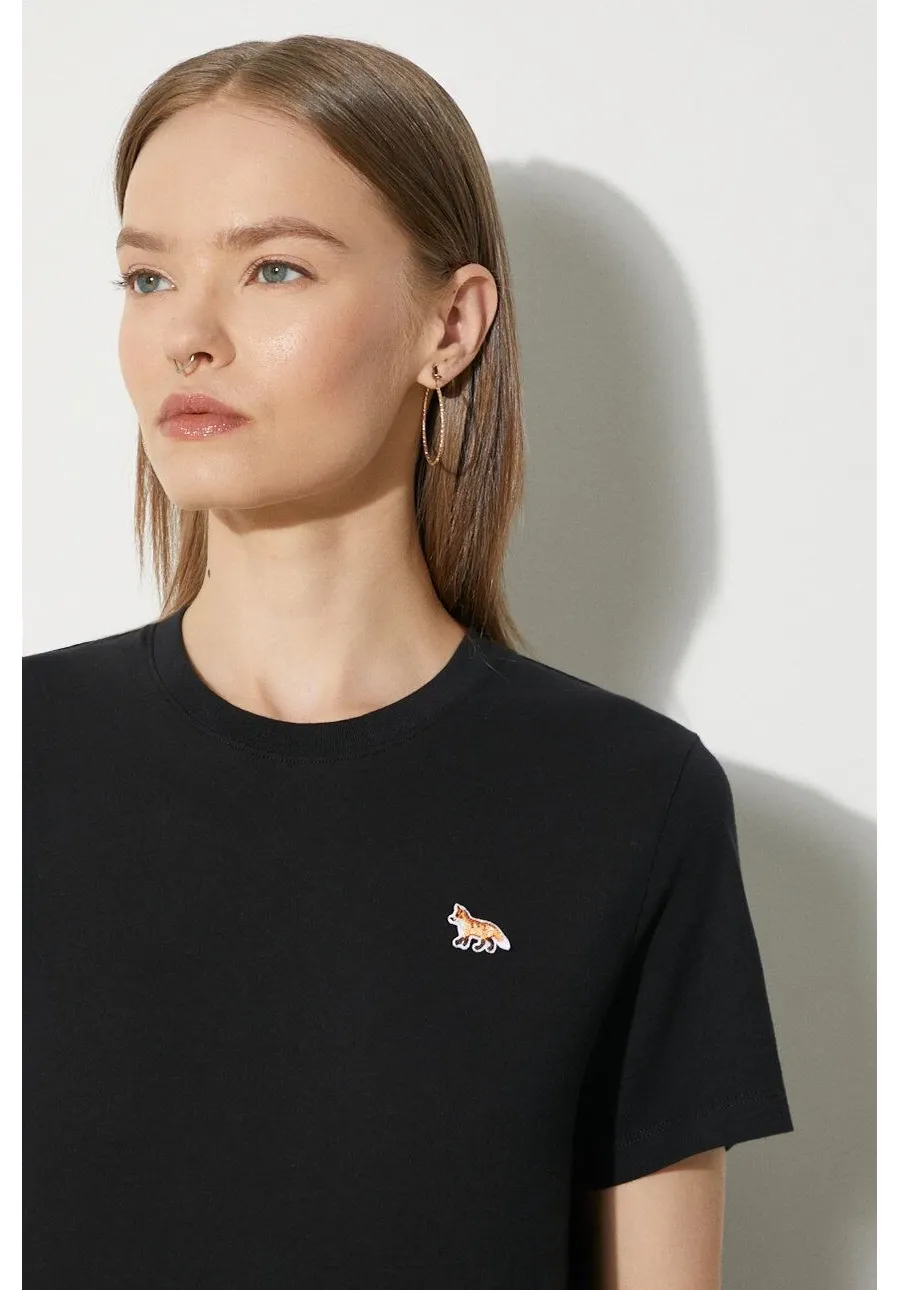 obrazek 1 Maison Kitsuné t-shirt bawełniany Baby Fox Patch Regular Tee Shirt damski kolor czarny MW00110KJ0008