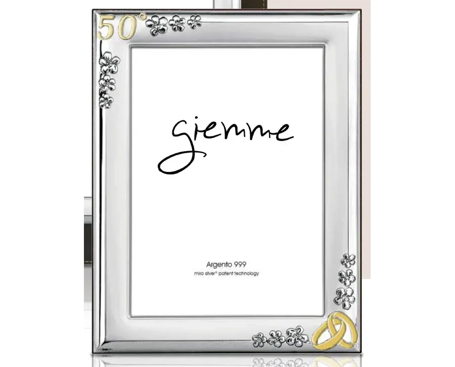 obrazek 1 Stylowa srebrna ramka na zdjęcia 13х18 cm z symboliką 50 rocznicy ślubu