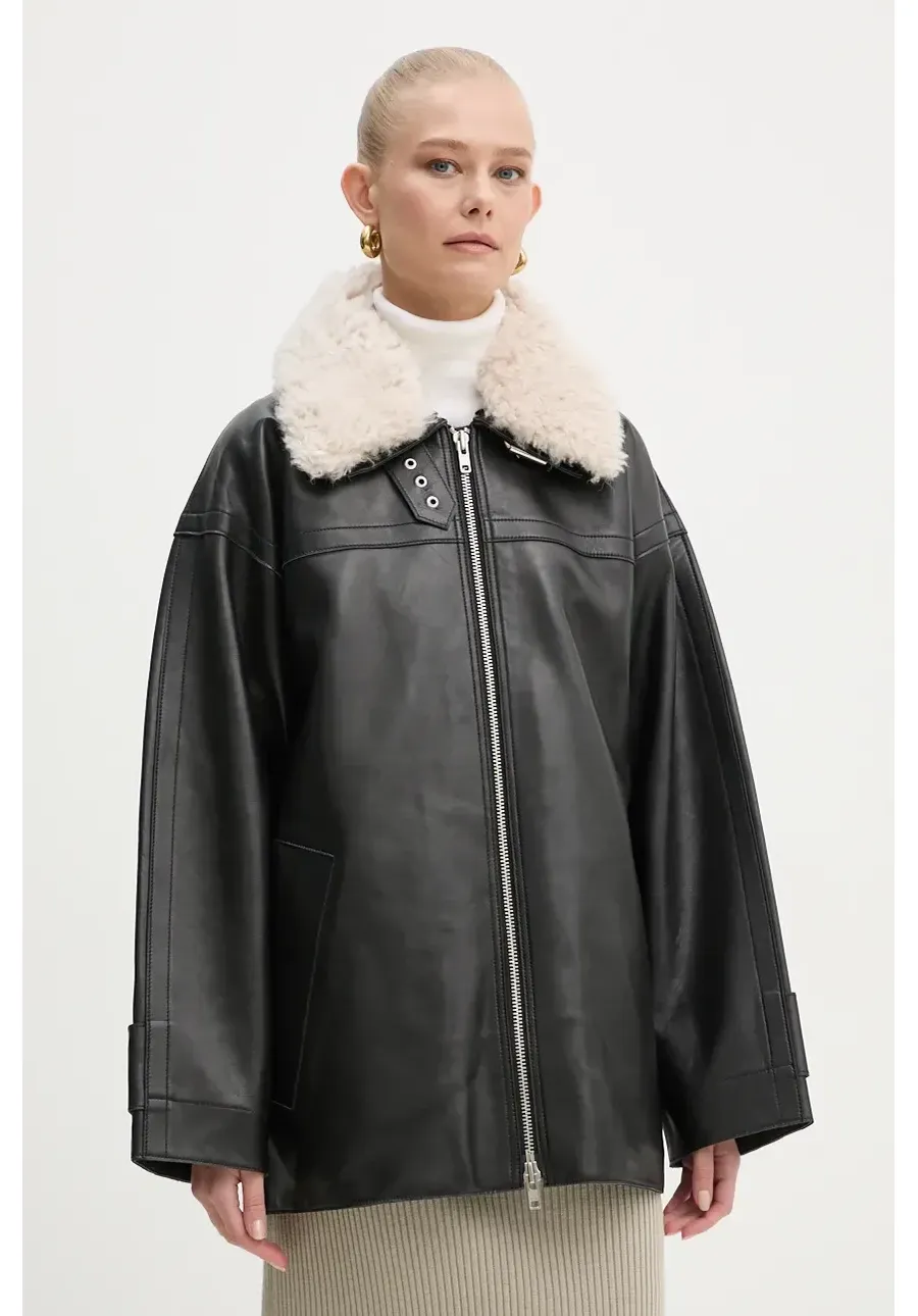 obrazek 1 Stand Studio kurtka skórzana Emelia Jacket damska kolor czarny przejściowa oversize 62271-7540